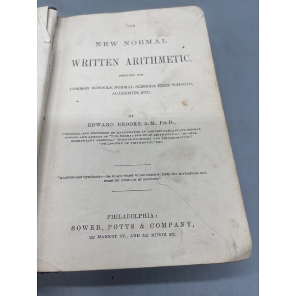 The new normal written arithmetic book Edward brooks hardcover 421 pg 1877 READ - Picture 9 of 9